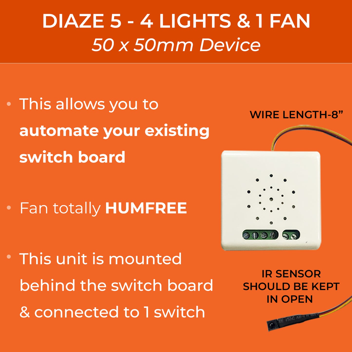 DIAZE 5 LF - Remote control switch for 4 Lights & 1 Fan.