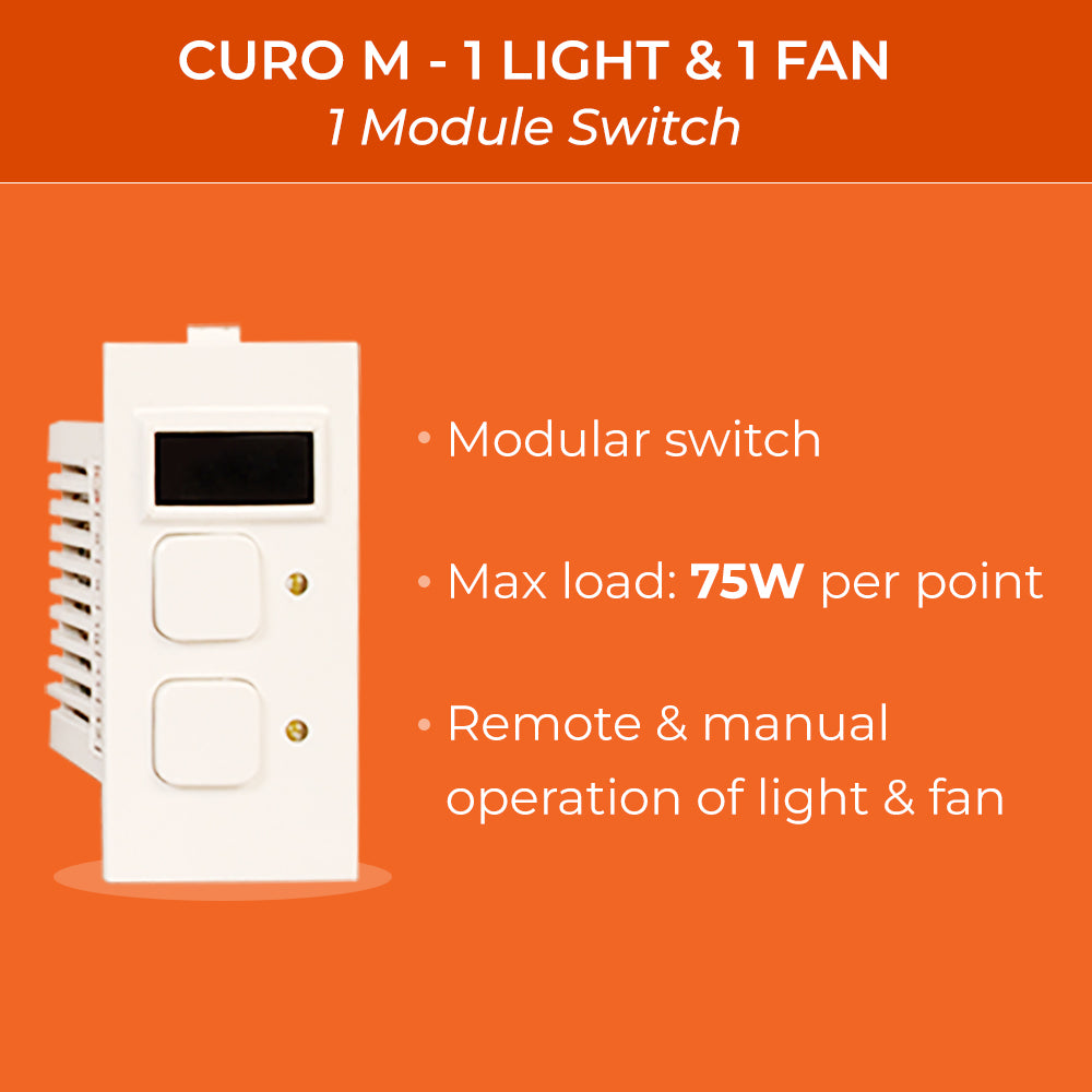CURO - Remote Control Switch for 1 Light & 1 Fan