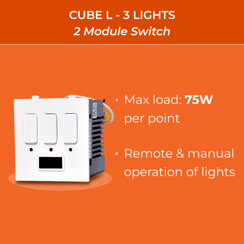 CUBE L – Remote Control Switch for 3 Lights.
