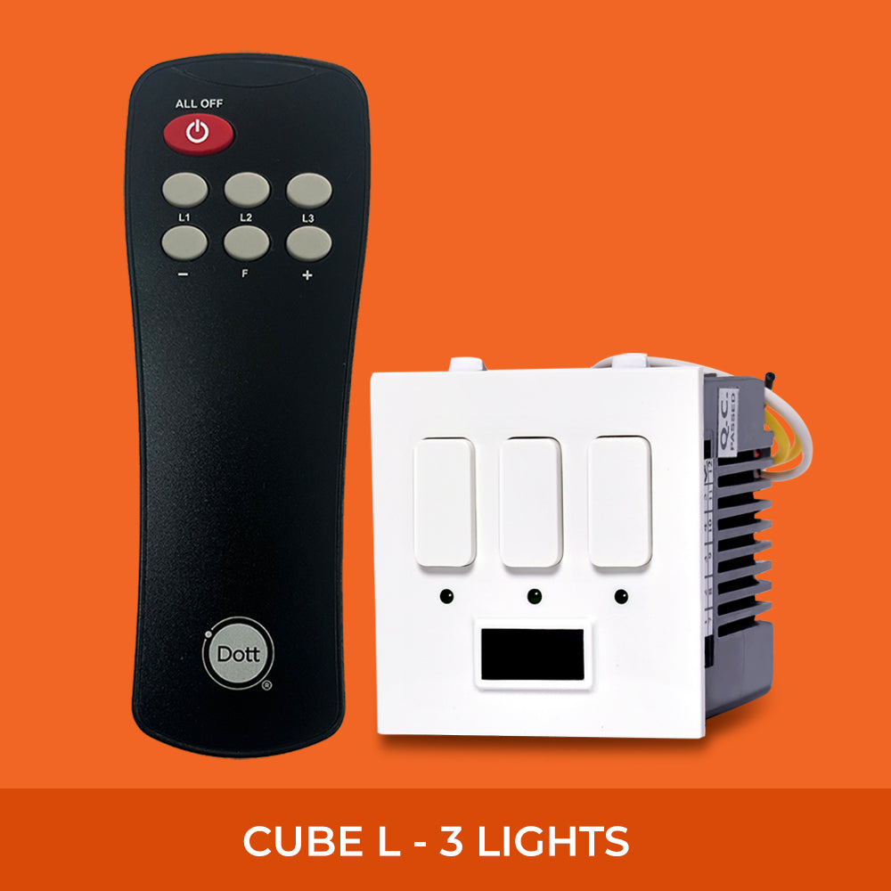CUBE L – Remote Control Switch for 3 Lights.