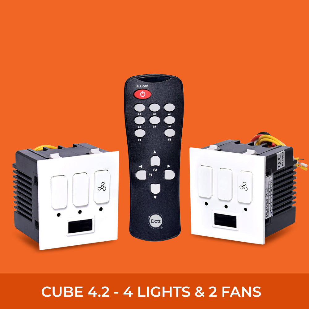 CUBE 4.2 - Remote Control Switch for 4 Lights & 2 Fans.